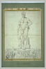 Statue d'Hercule sur un piédestal, personnages la dessinant et  contemplant, image 3/3