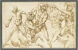 Trois hommes nus luttant avec deux centaures, image 1/2