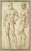 Deux figures d'hommes nus, l'un de face et l'autre de profil, image 1/2