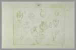 Etude de vases et d'aiguières ; coupe en forme d'escargot ; tête de satyre, image 2/2
