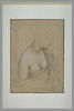 Buste de jeune femme, demi nue, de profil vers la droite, le sein droit dénudé, image 2/2