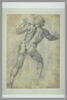 Homme debout, de dos, tenant un baton, image 2/2