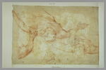 Deux figures nues, étendues sur le dos, les bras écartés, vues en raccourci ; détails de bras et de main, image 2/2