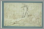 Achille traine autour des murs de Troie le corps d'Hector attaché à son char, image 2/2