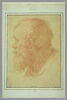 Tête d'homme barbu, de profil, tournée à gauche, image 2/2