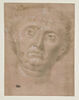 Tête d'homme, vue de face, les yeux tournés vers la gauche, image 1/2