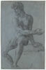 Academie d'homme, assis, vu de face, la tête tournée vers la gauche, image 1/2