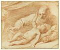 Saint Joseph avec l'Enfant, allongé devant lui, sur une draperie, image 1/2