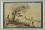 Paysage sous le vent avec un homme endormi sous un arbre, image 2/2
