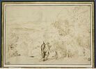 Paysage panoramique avec deux figures drapées au premier plan, image 1/2