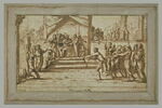 Des archers tirent des flèches sur saint Sébastien attaché à un poteau, image 2/2