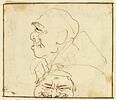 Caricature : tête d'homme, vue de profil et de face, image 1/3
