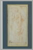 Figure drapée, vue de dos, paraissant jouer d'un instrument de musique, image 2/2