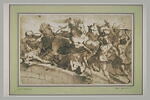 Cavaliers et fantassins combattant sur un pont, image 2/8