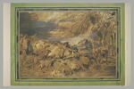Scène de transhumance : des bergers conduisent un troupeau, image 2/2