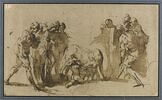 Romulus et Rémus allaités par la louve, sous le regard de nombreuses figures, image 1/2