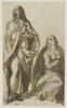 Deux femmes, l'une à genoux, l'autre debout en prière, image 1/2