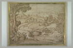 Vaste paysage boisé en bord de mer, avec un joueur de violon, image 2/2