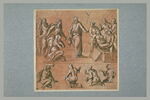 Etude pour une Résurrection de Lazare et quatre personnages agenouillés, image 2/2