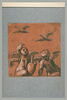 Deux amours assis, et deux oiseaux planant dans les airs, image 1/2