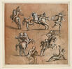 Etudes d'hommes dans diverses attitudes, et de cavaliers, image 1/2