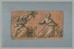 Deux femmes, assises, lançant des fleurs et trois enfants nus, image 2/3