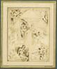 Feuille d'études de figures dans des écoinçons et de caricatures, image 4/4