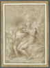 Saint Jean-Baptiste assis dans le désert, tourné vers la gauche devant un ange tenant l'agneau, image 1/2
