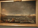 Vue de la ville, de la rade et du port de Saint-Malo, prise de l'anse des Sablons à Saint-Servan, au moment du naufrage d'un vaisseau par une tempête, 1798, image 2/2