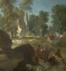 Chasse de Louis XV dans la forêt de Fontainebleau, à Franchard ; Cerf aux abois dans les rochers de Franchard, image 4/15