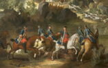 Chasse de Louis XV dans la forêt de Fontainebleau, à Franchard ; Cerf aux abois dans les rochers de Franchard, image 7/15