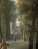 Chasse de Louis XV. Le Roi tenant le limier en laisse au 