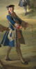 Chasse de Louis XV. Le Roi tenant le limier en laisse au 