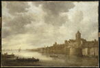 Vue de la ville néerlandaise de Nimègue avec le château du Valkhof dominant la rivière Waal, image 1/2