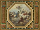 Plafond : La France, au milieu des rois législateurs et des juriconsultes français, reçoit de Louis XVIII la Charte constitutionnelle., image 2/6
