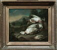 Gibier mort dans un paysage: deux bécasses blanches et deux autres oiseaux, image 2/2