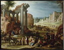 Ruines et figures. Marché dans un site inspiré par le Campo Vaccino à Rome, image 3/3