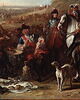 Halte de grenadiers à cheval de la Maison du Roi. Assis au centre, M. de Creil, leur commandant; au fond, la tranchée de Philippsbourg (juin 1734), image 3/4