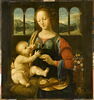 La Vierge et l'Enfant à l'oeillet (d'après Léonard de Vinci) avec, au fond, le motif de la citadelle de Dieu., image 1/4