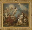 Plafond : Le Génie de la France anime les Arts, protège l'Humanité. Voussures : enfants tenant l'écu royal, ou portant des guirlandes et des couronnes de laurier., image 2/2