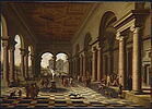Portique de palais Renaissance avec messager devant un prince, image 2/3