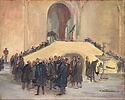 Vue de la salle Michel-Ange au Louvre, lors de l'inauguration des nouvelles salles de sculptures par le président Lebrun en 1933, image 1/2