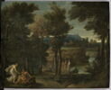Paysage avec personnages vêtus à l'antique au bord d'une rivière, image 1/7