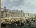La Seine avant le Pont Neuf, dit aussi La Seine en aval du Pont-Neuf, à Paris, avec à gauche le Louvre et à droite le Collège des Quatre Nations1754, image 4/7