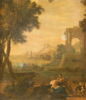 Paysage arcadique avec un port méridional et deux figures féminines mythologiques, image 2/2