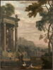 Figures antiquisantes auprès d’un temple sur fond de paysage arcadique, image 1/2