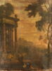 Figures antiquisantes auprès d’un temple sur fond de paysage arcadique, image 2/2