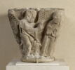 Fragment d'un chapiteau double (?) : l'Annonciation, la Visitation et décor végétal, image 1/11