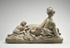 Jeune femme à demi couchée accompagnée d'un chien et de deux colombes, image 4/8