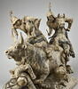 Cavaliers espagnols du 15e siècle, qui, à l’aide de dogues de grande race, donnent la chasse à un taureau sauvage, image 2/8